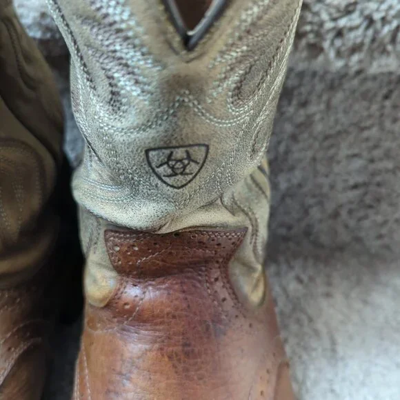 Ariat Heritage Roughstock Square Toe Leather Boots Brown Mens Size 10.5-lp - Picture 6 of 14